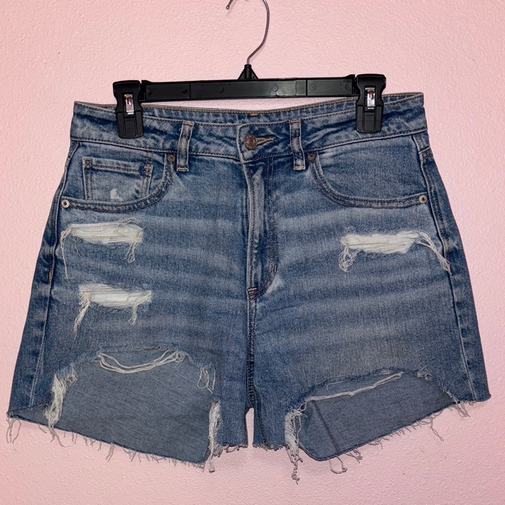 American Eagle Blue Distressed Jean Shorts